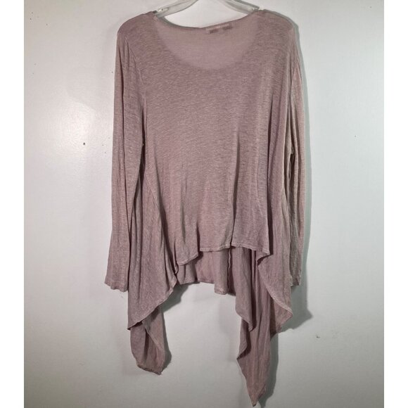 Absolutely Abigails Linen Lagenlook Tunic XL Asymmetrical Dusty Pink Linen - Picture 2 of 9